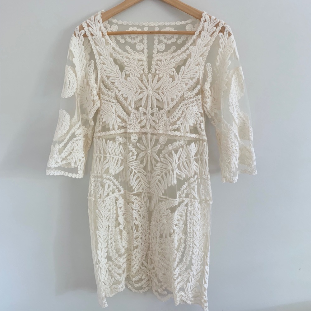 Sheer Lace Mini-Dress